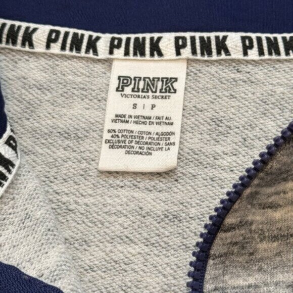 Pink Victoria's Secret women's Small 1/4 zip pullover Gray/Blue - Picture 2 of 5